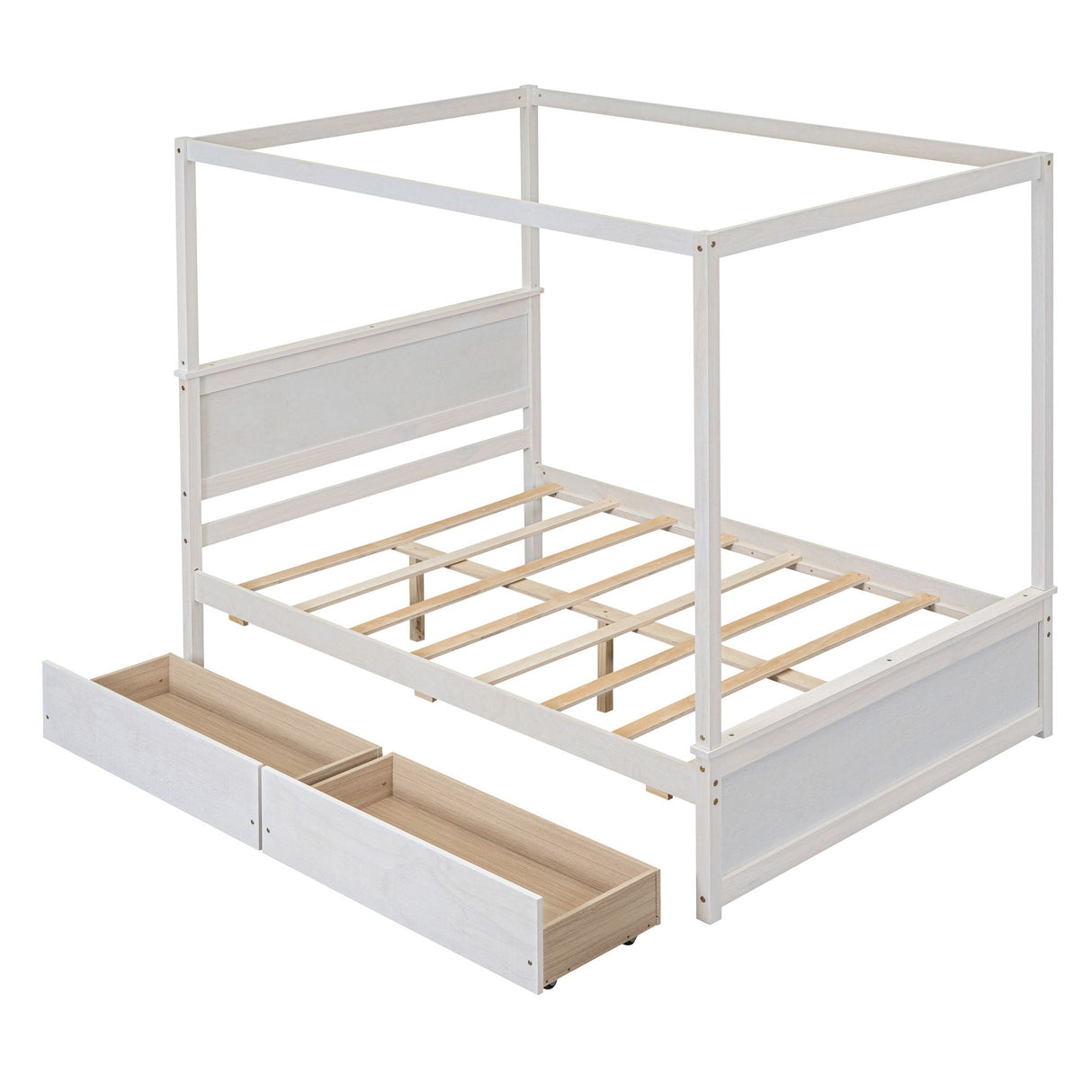 Canopy Platform Bed With Drawers, Support Slats, No Box Spring Needed by Couch.com