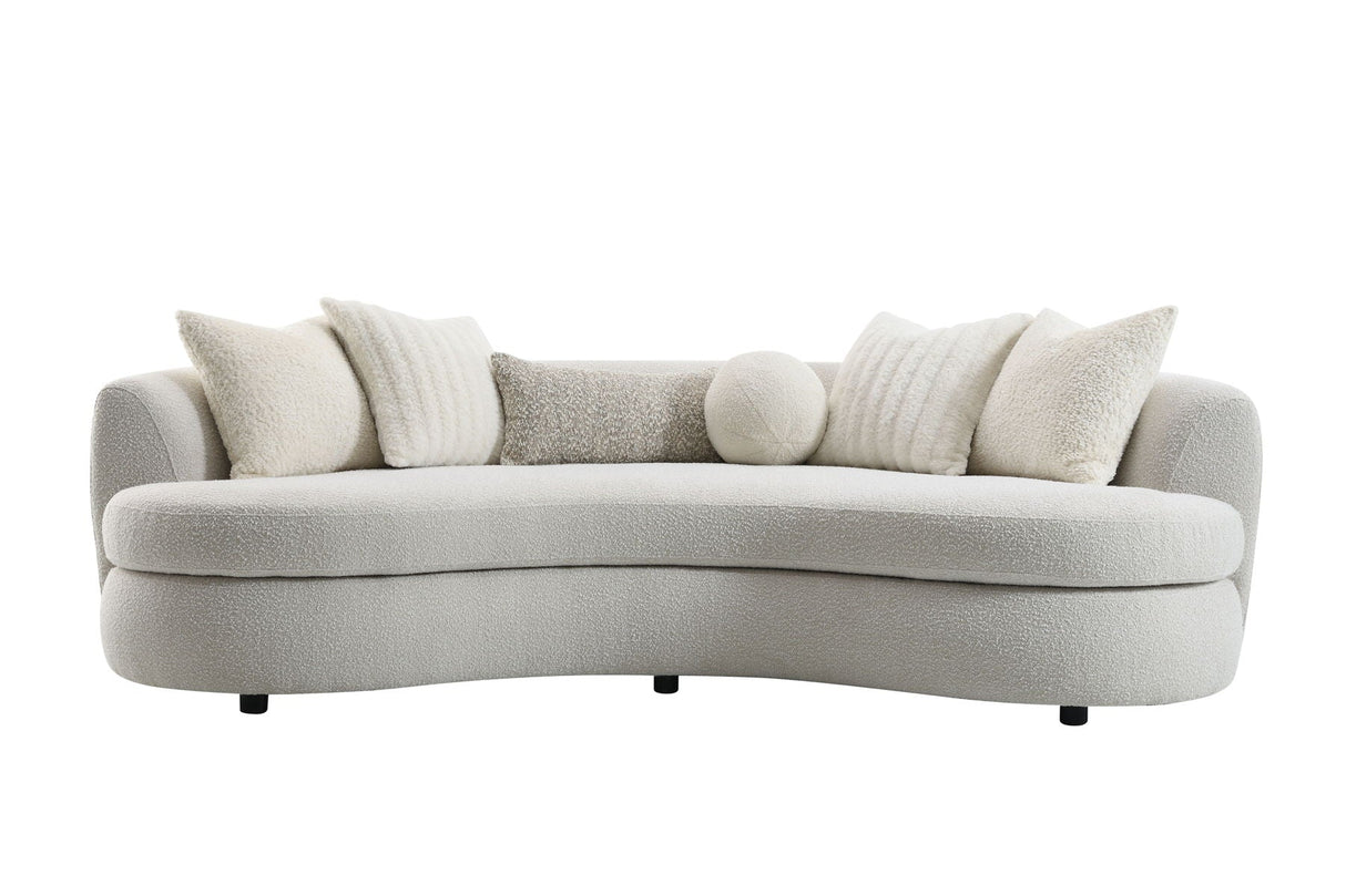 Iniko - Boucle Sofa With Toss Pillows - Beige by Couch.com