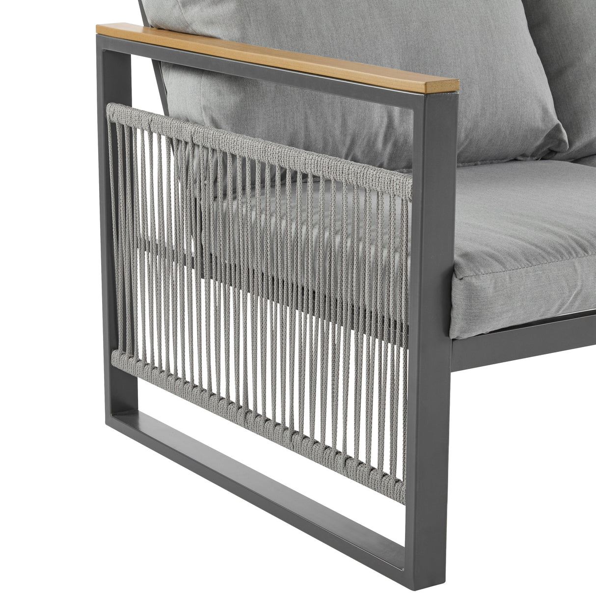 4-Pieces Outdoor Metal Patio Furniture Set with Cushions