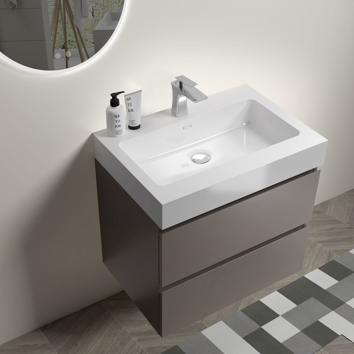 Alice - Bathroom Vanity With Sink, Large Storage Wall Mounted Floating Bathroom Vanity For Modern Bathroom, One-Piece Sink Basin Without Drain And Faucet by Couch.com