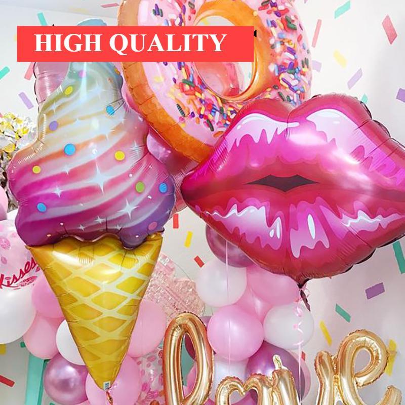 Big Heart Luxury Decorations Ballons and Donuts Lip Stick Ice Cream and Rainbow Style Balloons For Kids Baby and Birthday Decorations Inflatable Helium