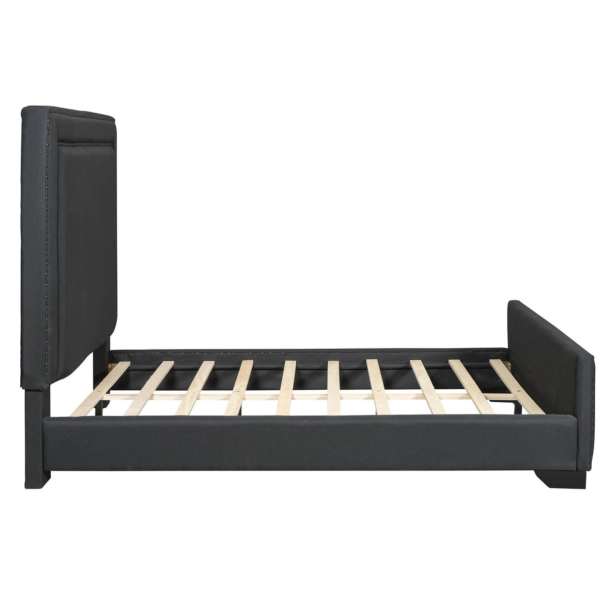 Upholstered Bed With Slats Support, No Box Spring Needed by Couch.com