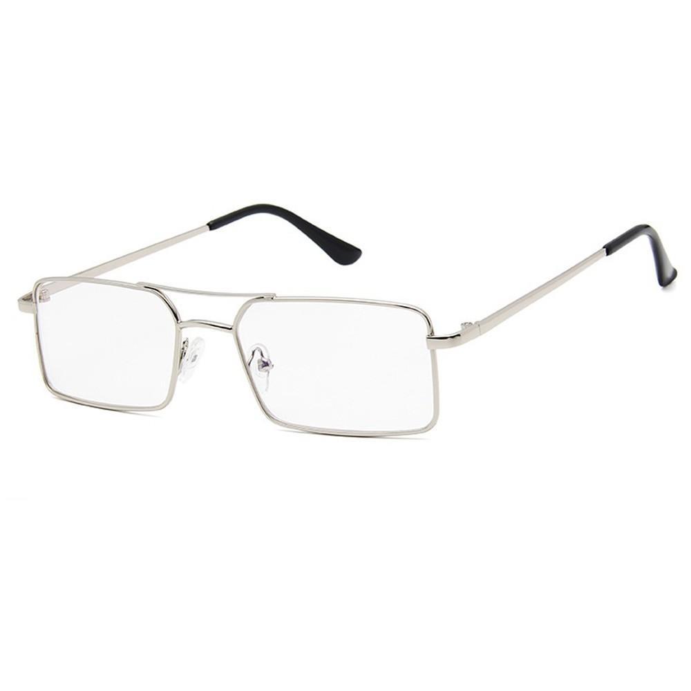 Luxury Famous Retro Modern Square Unisex Men and Women‘s Sunglasses With Alloy Metal Small Frame With Clear Double Bridge Men's Sunglasses