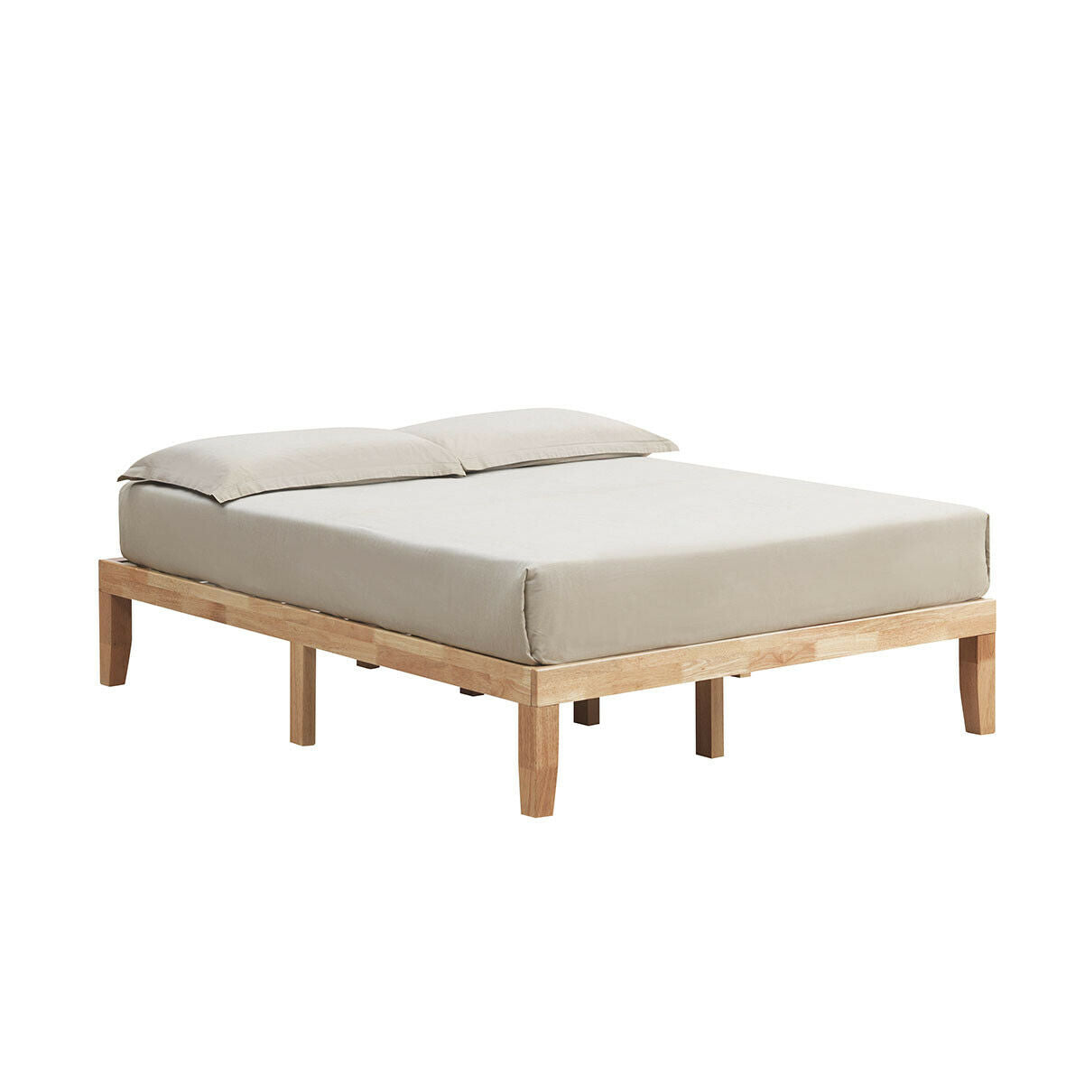 Queen Size 14 Inch Wooden Bed Mattress Frame-Brown