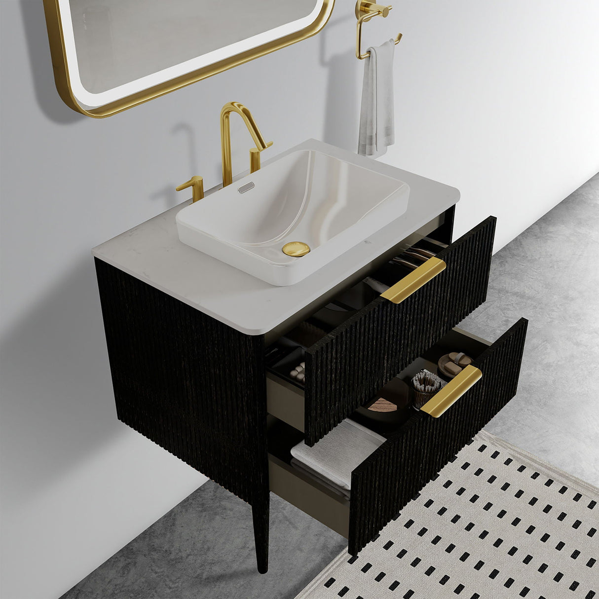 Elena - Modern Bathroom Vanity With Sink With Ample Storage, 2 Soft Close Drawers by Couch.com