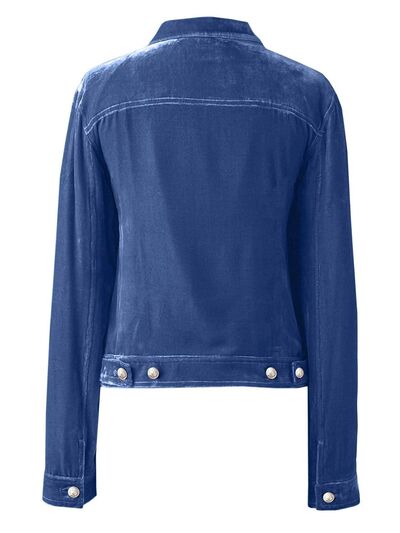 Casual Button-Up Long Sleeve Jacket with Chest Pockets and Relaxed Fit