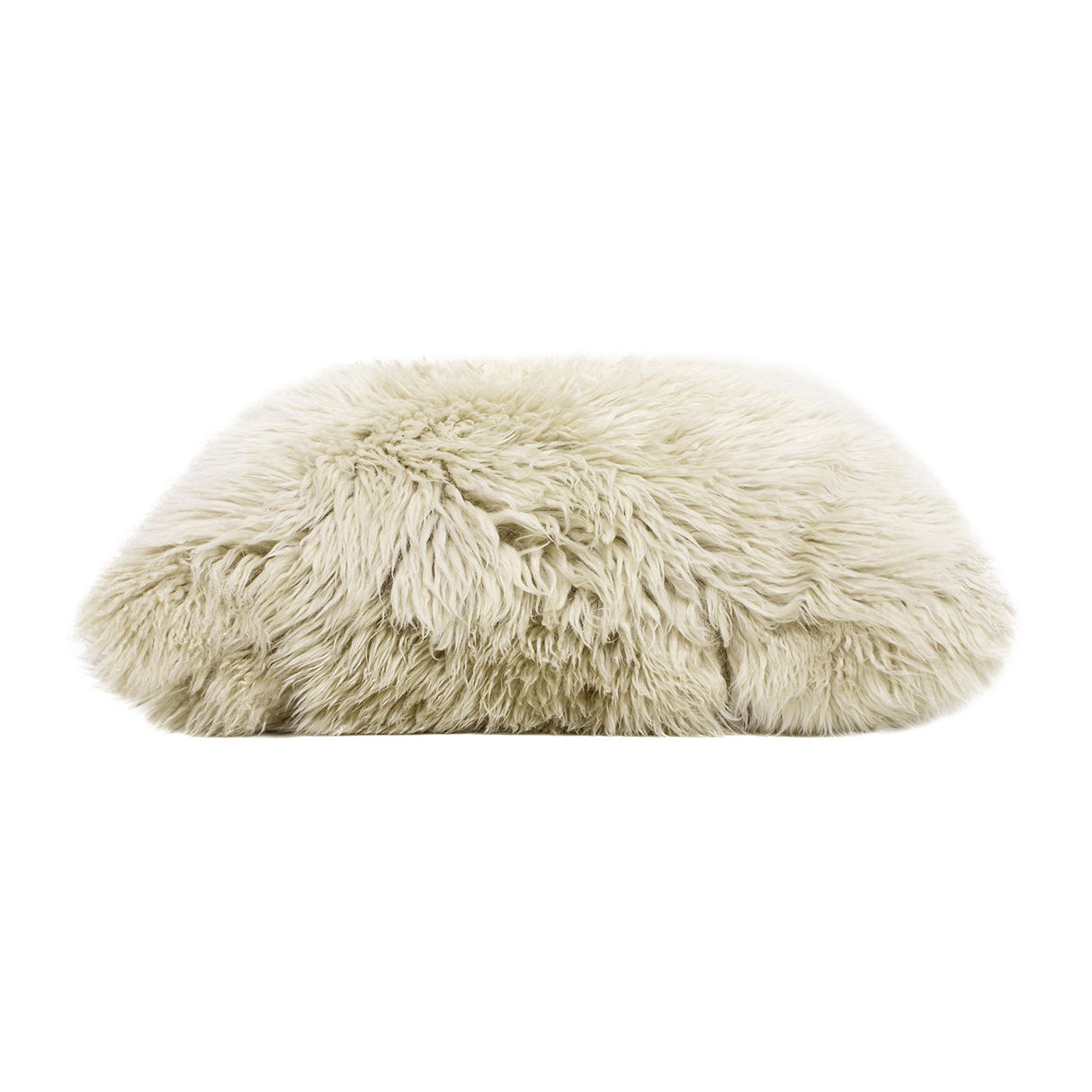 Astrid - Square New Zealand Sheepskin Accent Throw Pillow Cover With Feather Insert - Taupe / Natural by Couch.com