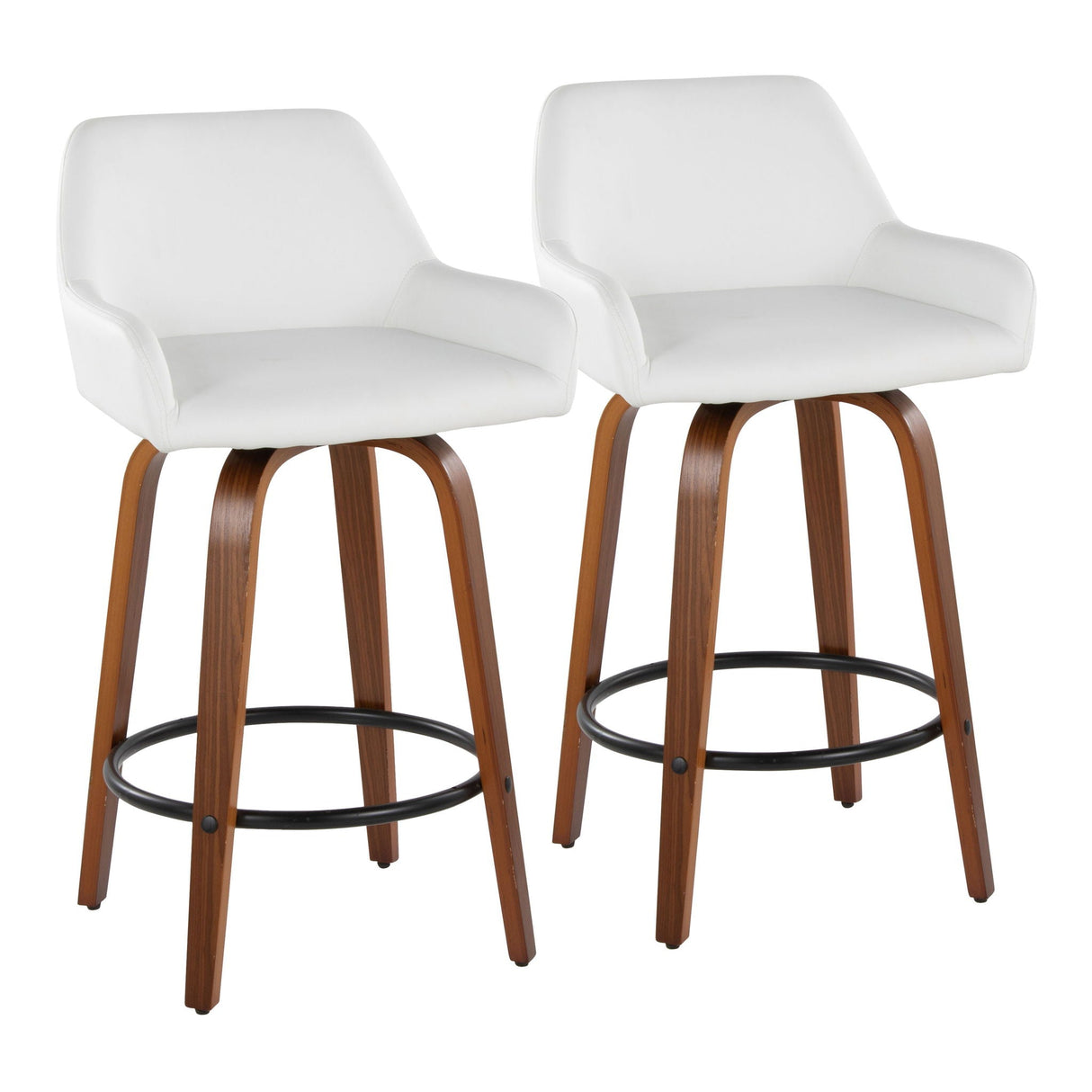 Daniella - Contemporary Fixed Height Counter Stool With Swivel With Round Footrest (Set of 2) by Couch.com