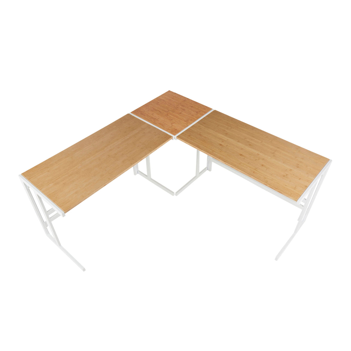 Roman - Industrial L Shaped Desk - White / Natural by Couch.com