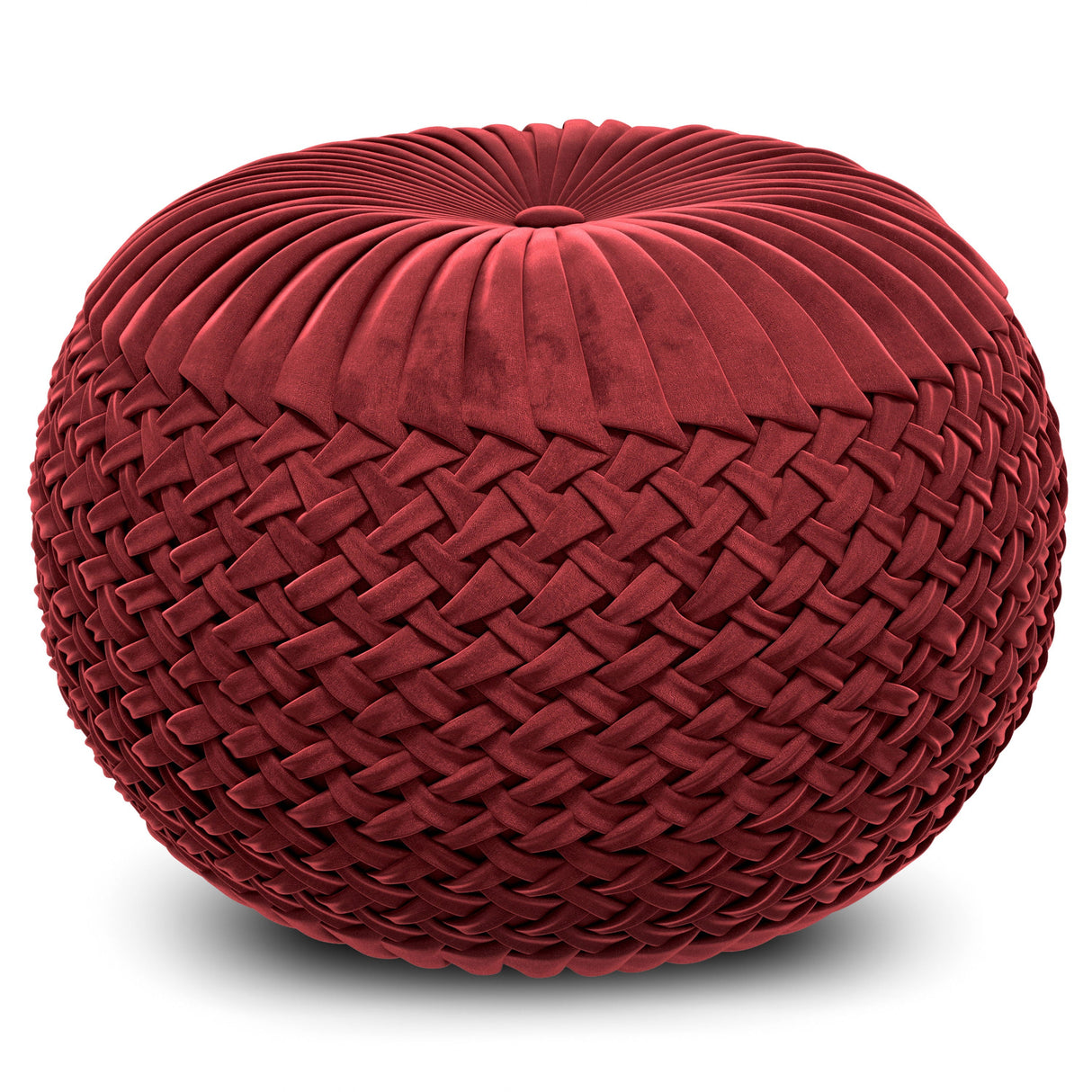 Grafton - Handcrafted Velvet Round Pouf by Couch.com