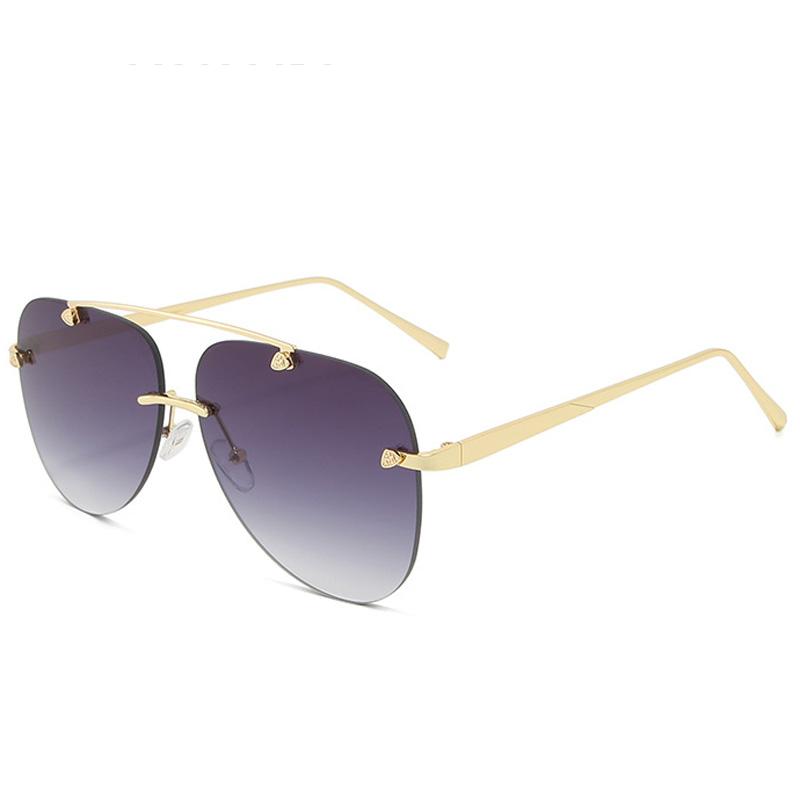 Metal Rimless Sunglasses for Men and Woman Mirror Fashion Trendy Pilot Sun Glasses UV Protector Gradient Eyewear