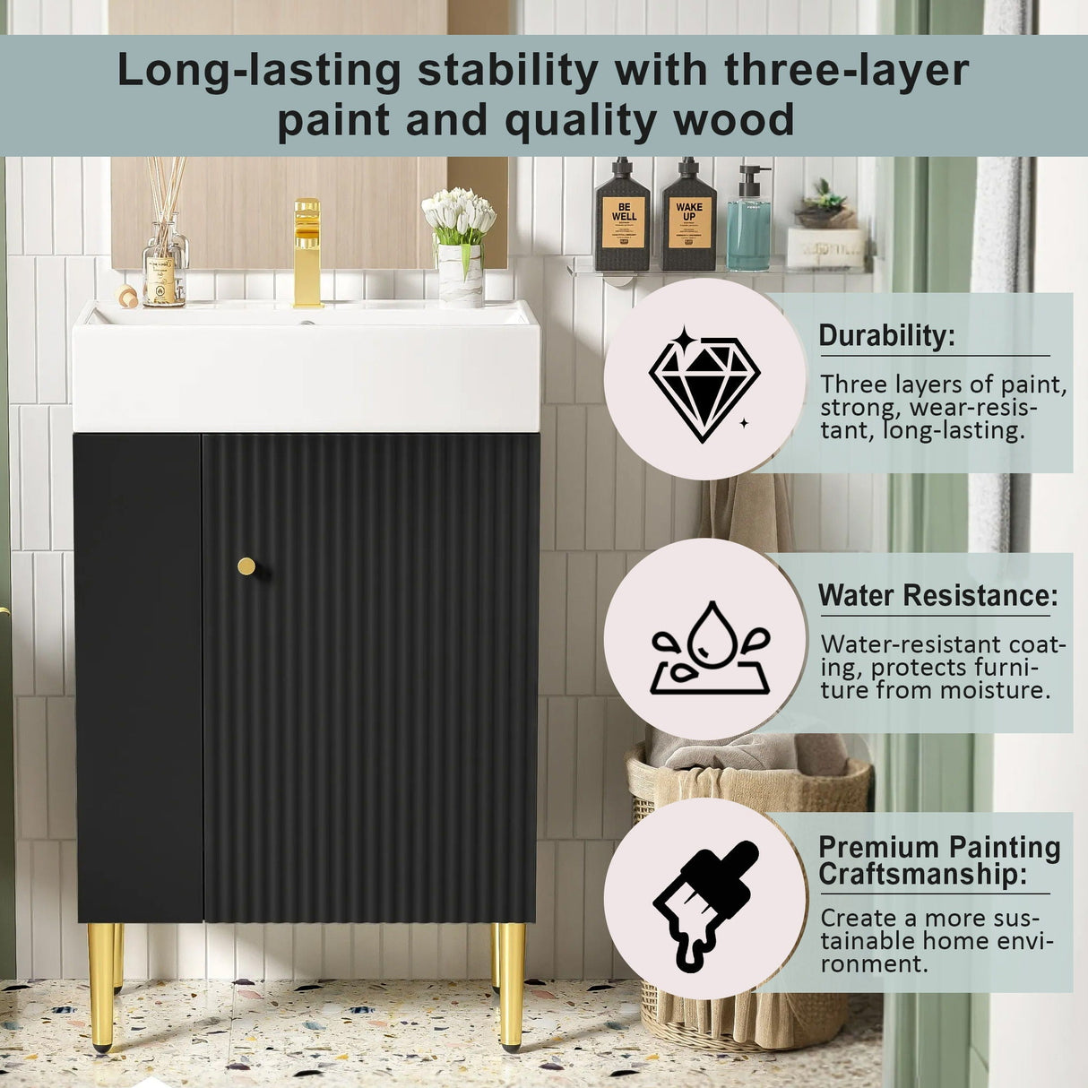 Bathroom Vanity, Combo Cabinet, Bathroom Storage Cabinet, Single Ceramic Sink by Couch.com