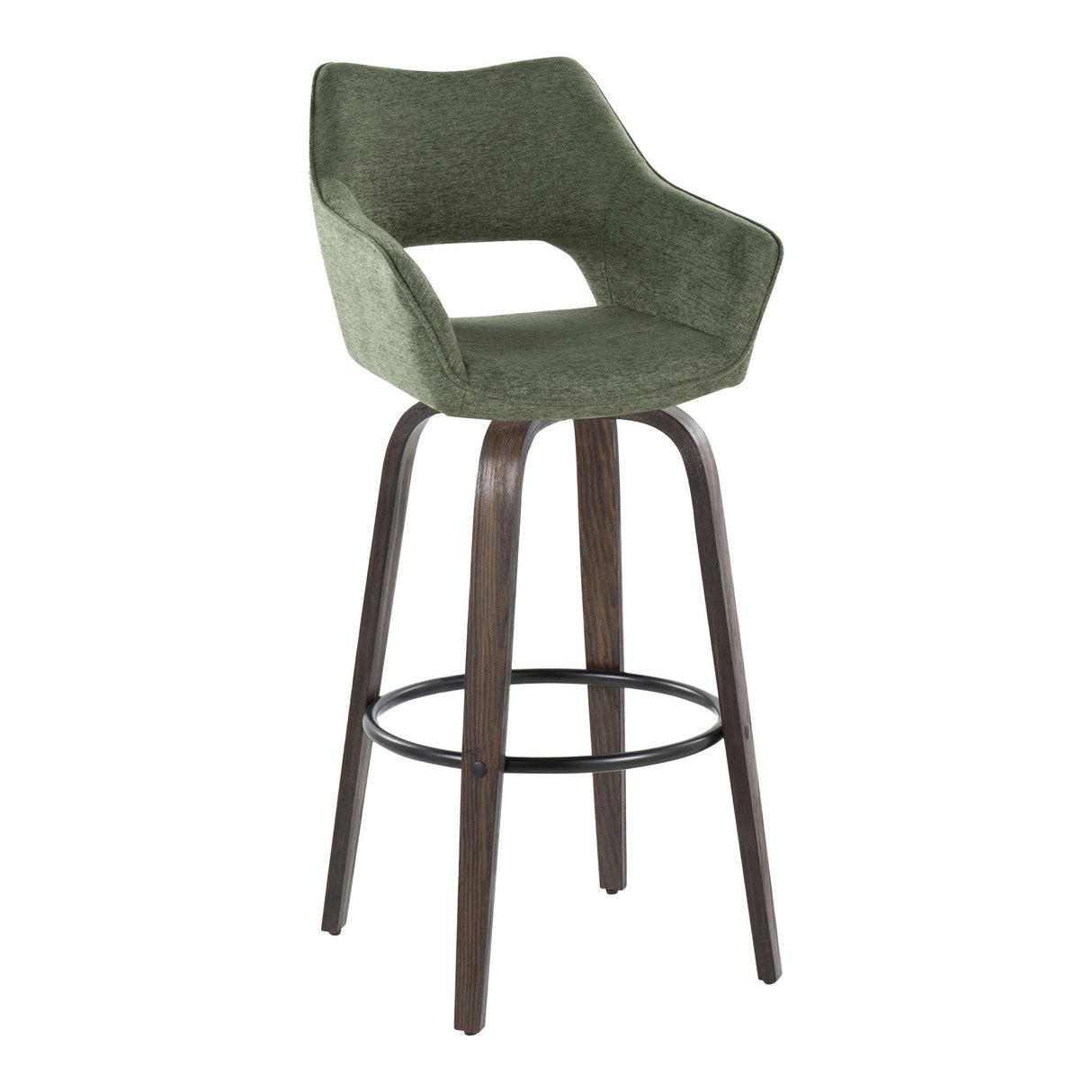Mustang - Contemporary Fixed Height Barstool With Swivel With Round Footrest (Set of 2) by Couch.com