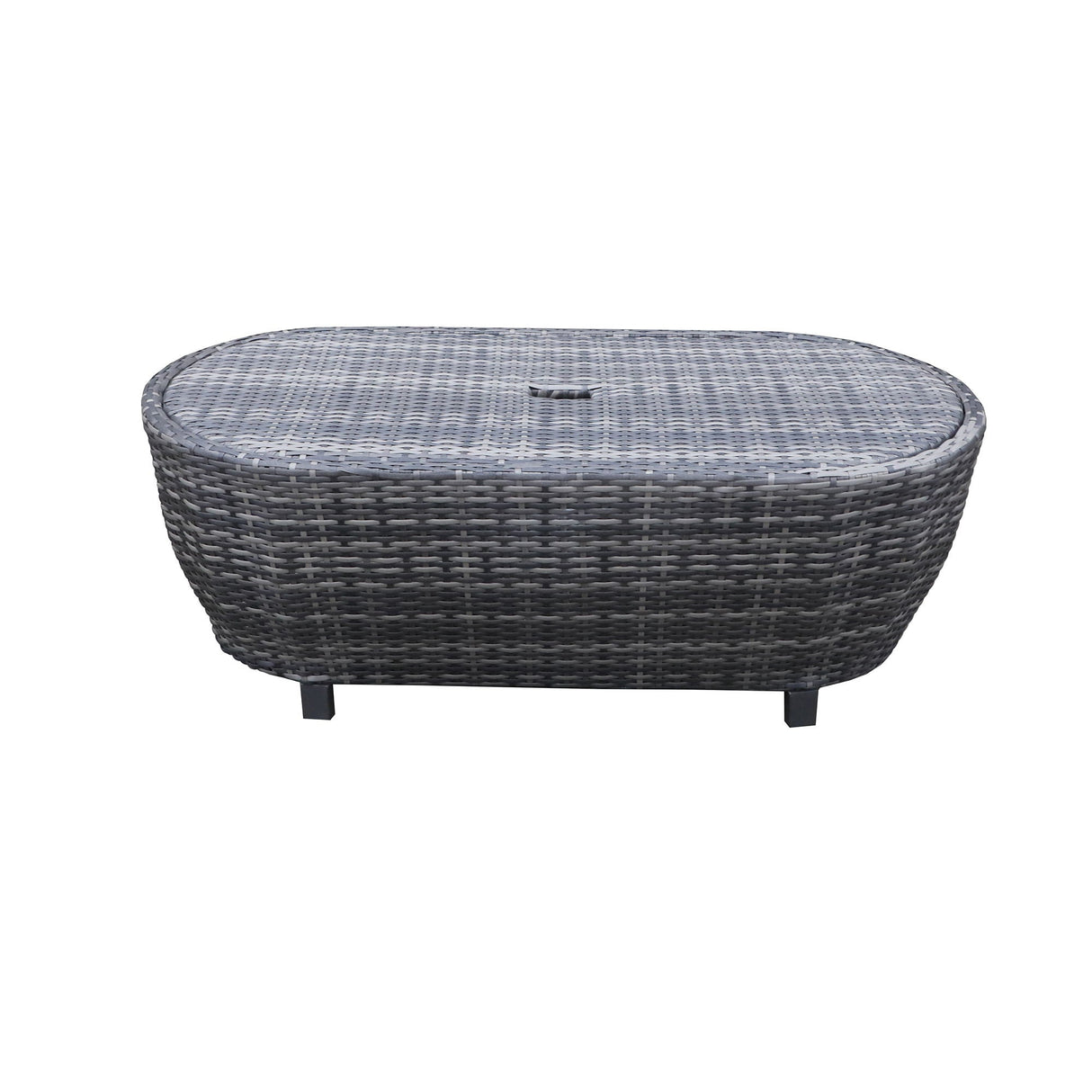 Modern Outdoor Wicker Oval Coffee Table With Storage - Black Tourmaline by Couch.com