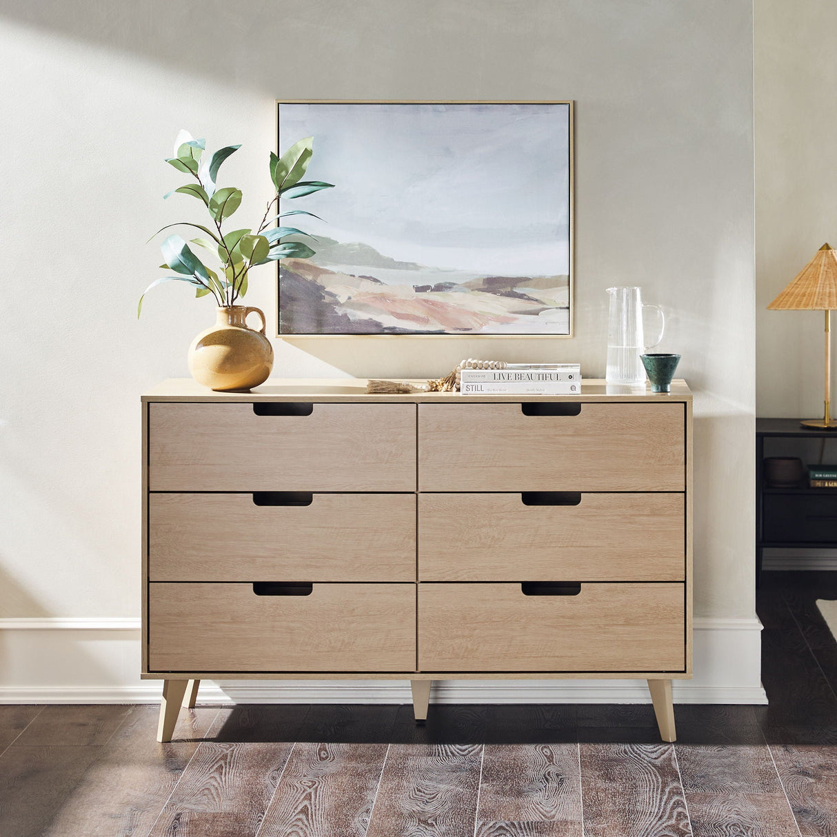 Mid-Century Hans 6 Drawer Dresser With Cut-Out Handles by Couch.com