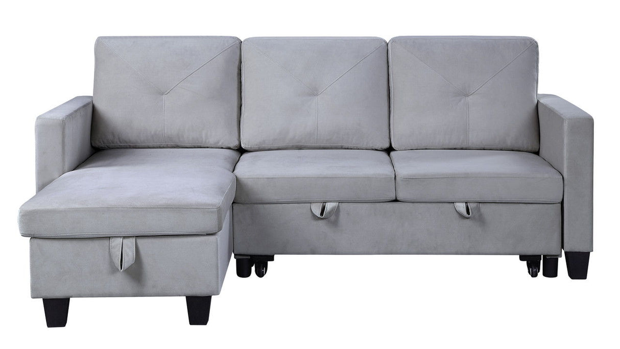 Nova - Velvet Reversible Sleeper Sectional Sofa With Storage Chaise by Couch.com