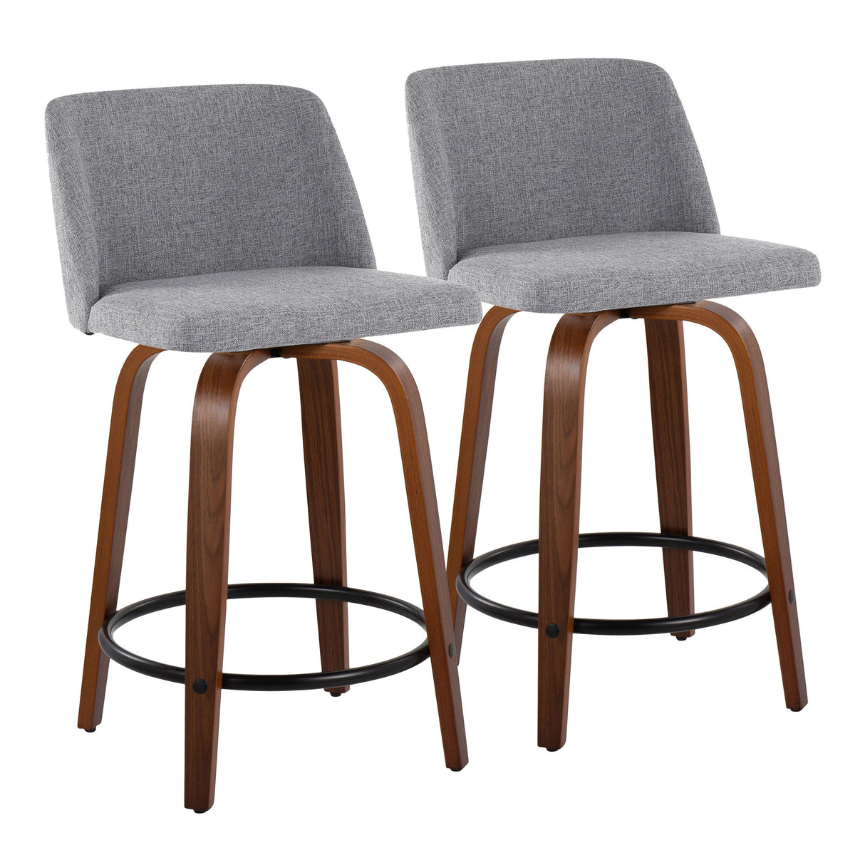 Toriano - Mid Century Modern, Fixed Height Counter Stool & Swivel And Round Footrest (Set of 2) by Couch.com