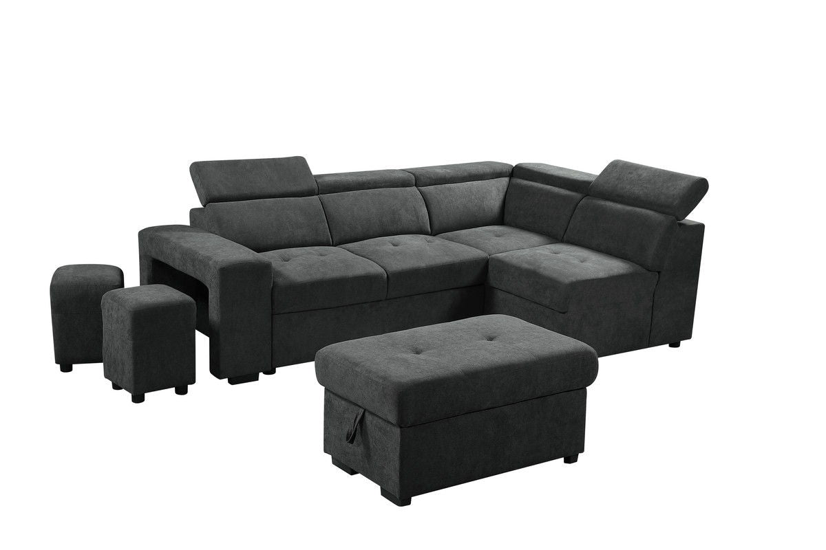 Henrik - Sleeper Sectional Sofa With Storage Ottoman And 2 Stools by Couch.com
