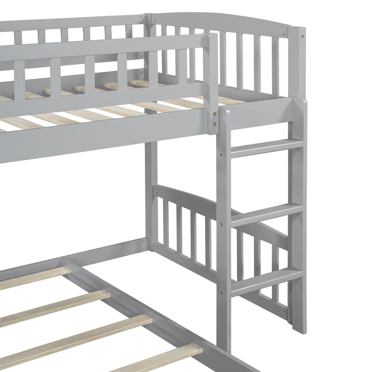 Twin Over Twin Classic Bunk Bed With Slide And Ladder - Gray by Couch.com