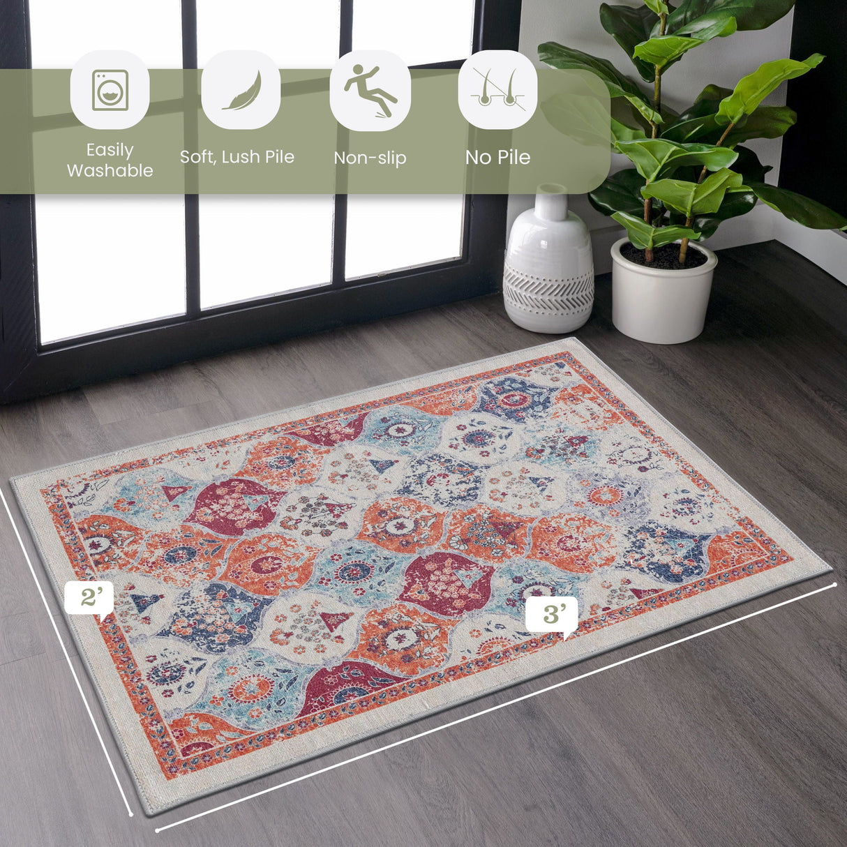 Maval - Stunning Washable Area Rug by Couch.com
