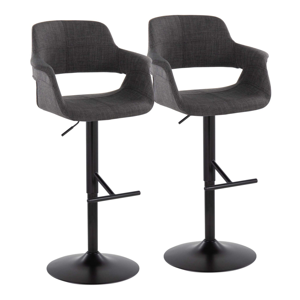 Vintage Flair - Mid Century Modern Adjustable Barstool With Straight T Footrest (Set of 2) by Couch.com