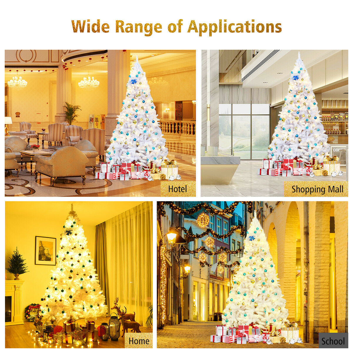 6' / 7.5' / 9' Hinged Artificial Christmas Tree with Metal Stand-7.5 ft