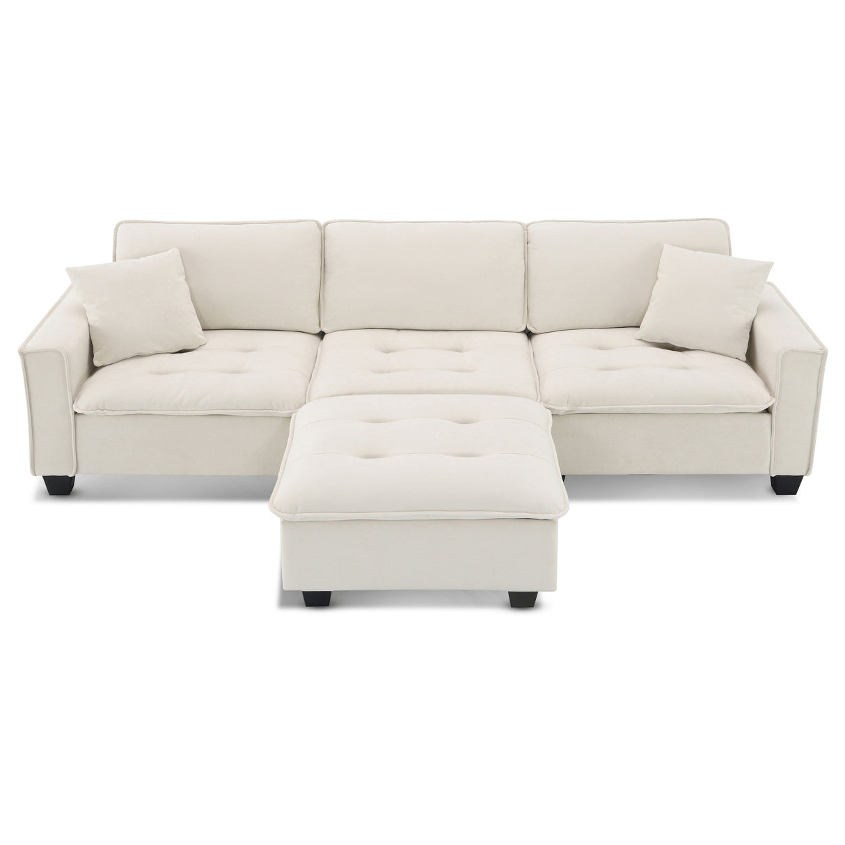 Modern Convertible Sectional L Shaped Reversible Couch Set With Free Pillows 4 Seat Suede Sleeper Sofa With Ottoman by Couch.com