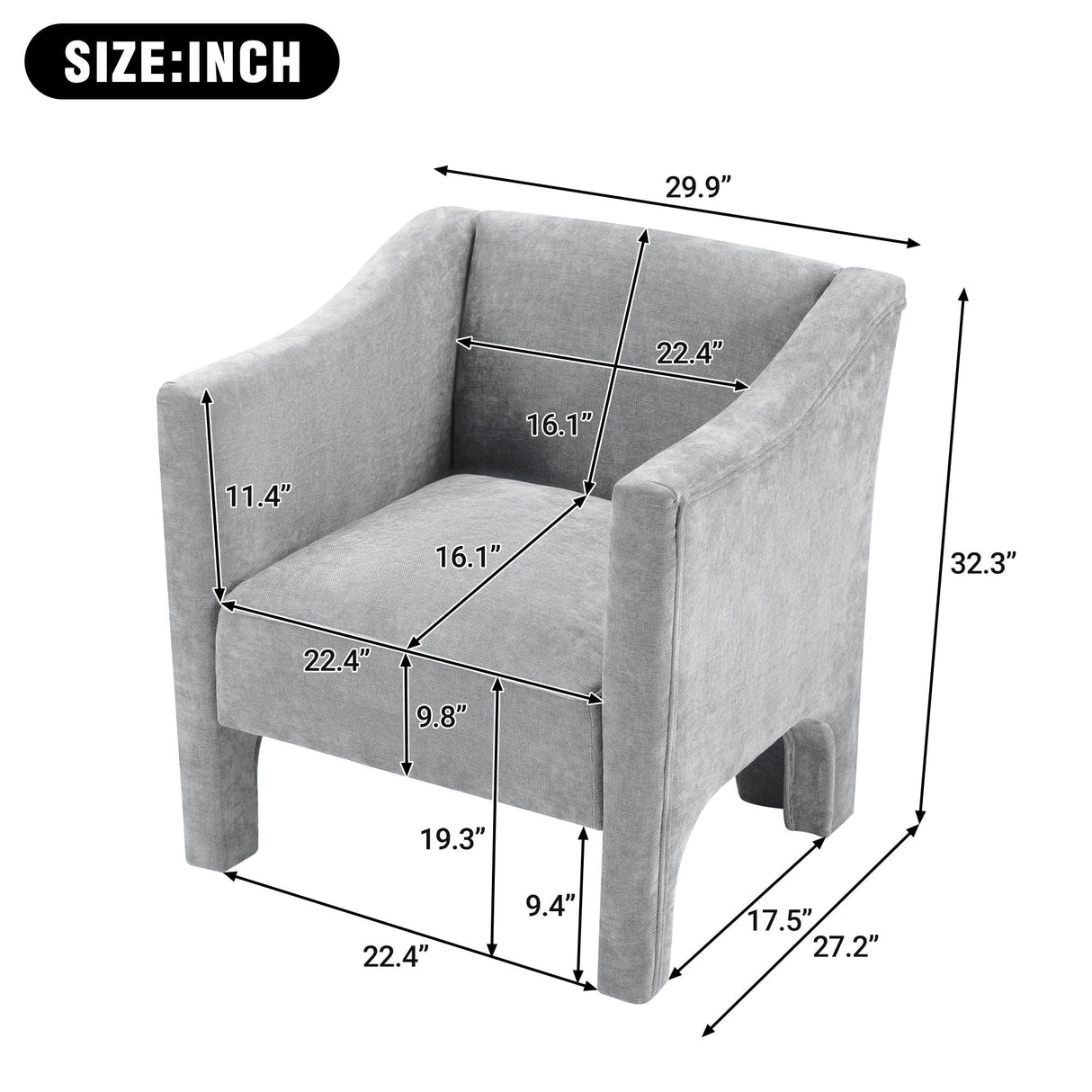 Barrel Accent Chair With Enclosed Arms