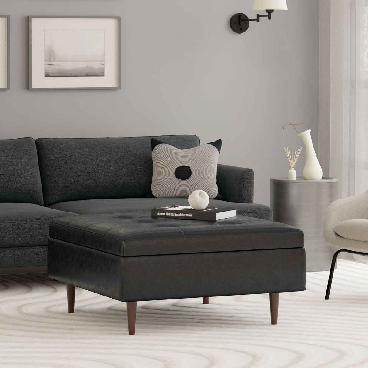 Shay - Large Square Coffee Table Storage Ottoman Mid-Century Style by Couch.com