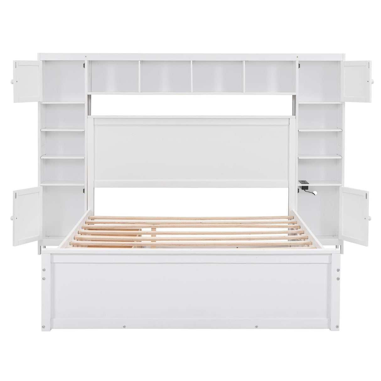 Bed With All In One Cabinet, Shelf And Sockets, Twin Long Trundle by Couch.com