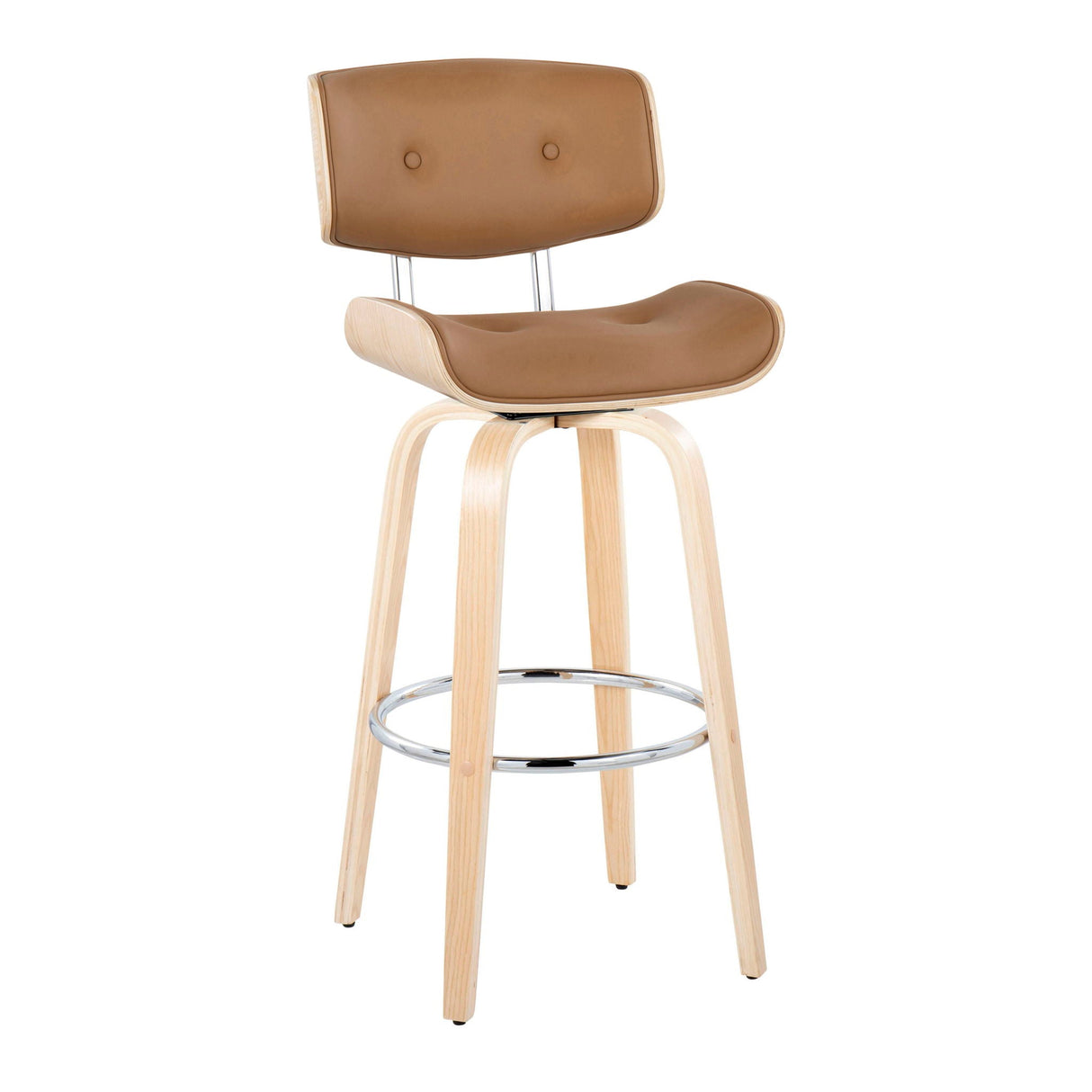 Lombardi - Mid Century Modern Fixed Height Barstool With Swivel With Round Footrest (Set of 2) by Couch.com