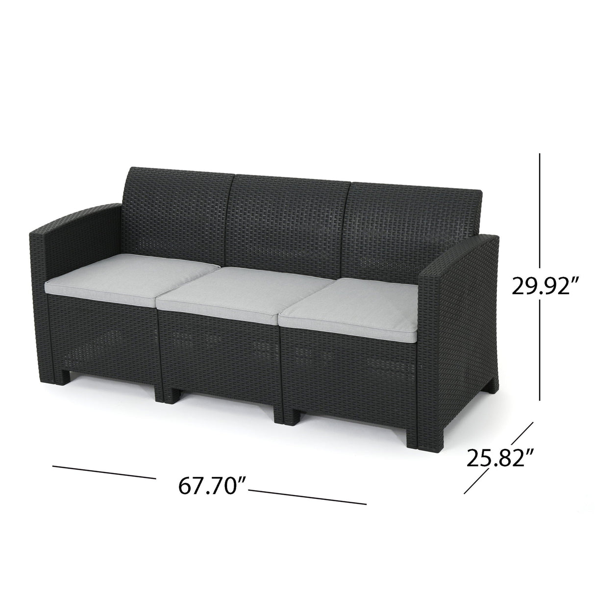 Velvora - Outdoor Wicker Set With 3 Seater Sofa, 2 Club Chairs, Coffee Table And Cushions - Brown by Couch.com