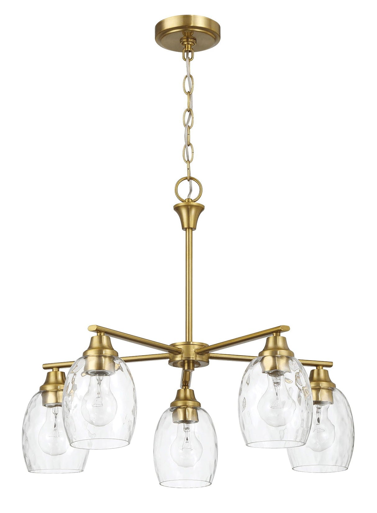 Elegance 5 Lights Linear Arms With Chain Chandelier - Clear / Gold by Couch.com