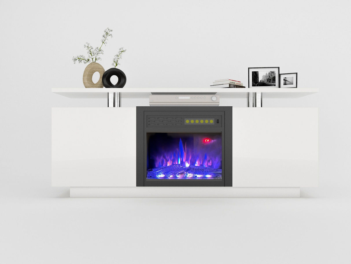 TV Cabinet, TV Unit With Fireplace, Have Heat And Flame Color Changes - White by Couch.com