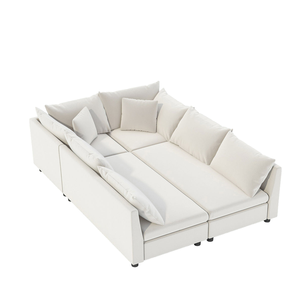 Modular Sectional Bed Couch Set With Pillows Free Combination, Minimalist Style Oversized 6 Seat Convertible Sofa by Couch.com