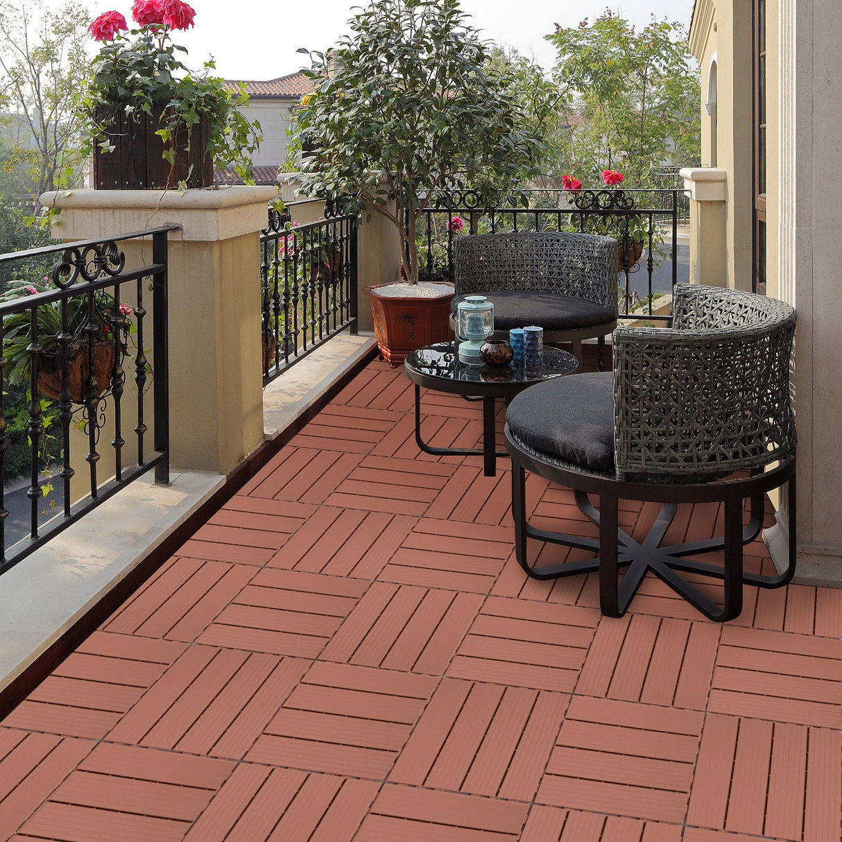 Plastic Interlocking Deck Tiles, Waterproof All Weather Use by Couch.com
