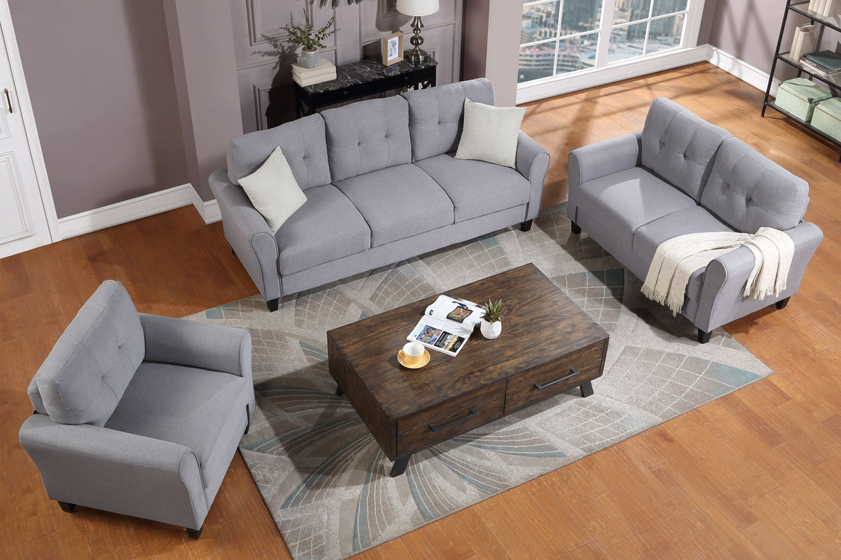 Modern Living Room Sofa Set Linen Upholstered Couch Furniture For Home Office by Couch.com