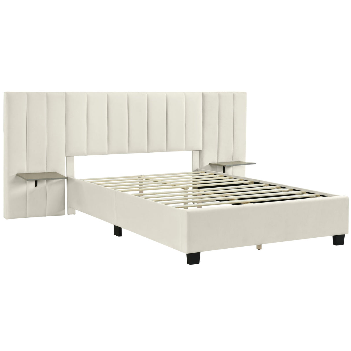 Upholstered Platform Bed With Big Headboard by Couch.com