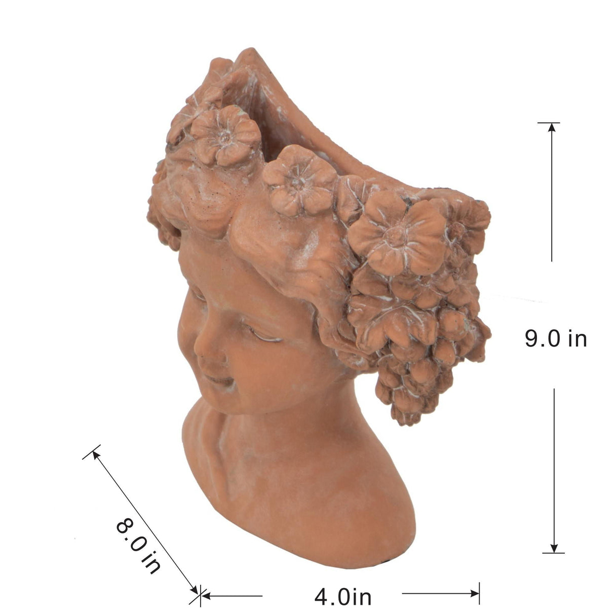 8X4X9" Visage Head Bust Planter, Home Wall Planter - Brown by Couch.com