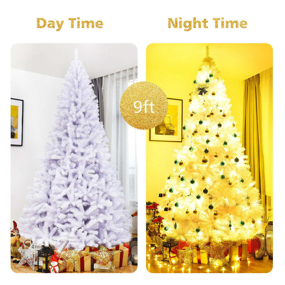 6' / 7.5' / 9' Hinged Artificial Christmas Tree with Metal Stand-7.5 ft