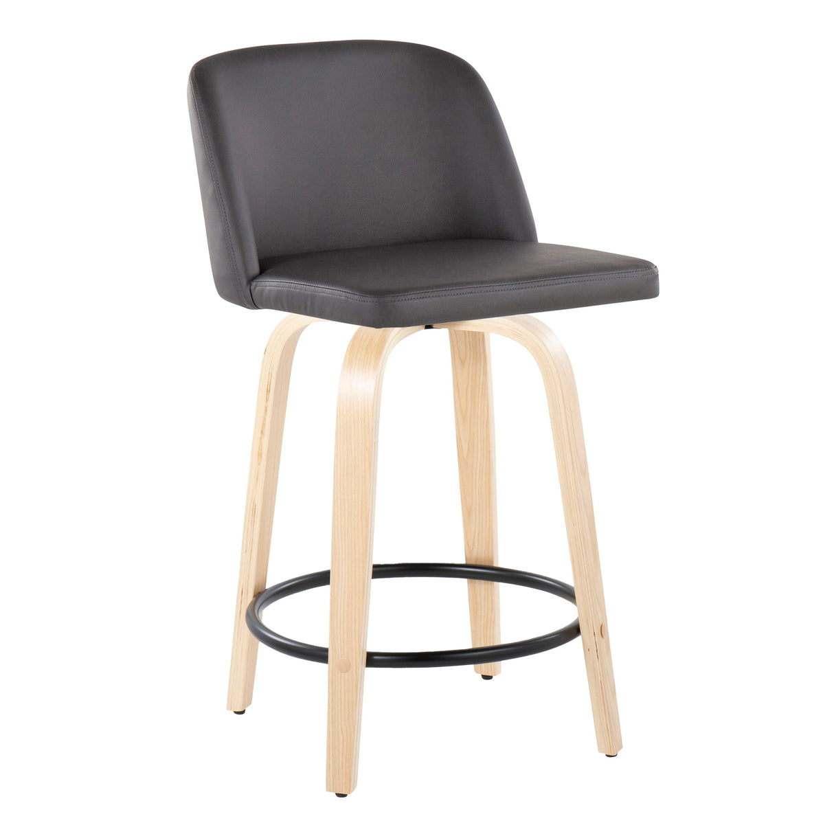 Toriano - Contemporary, Fixed Height Counter Stool With Swivel And Round Footrest (Set of 2) by Couch.com