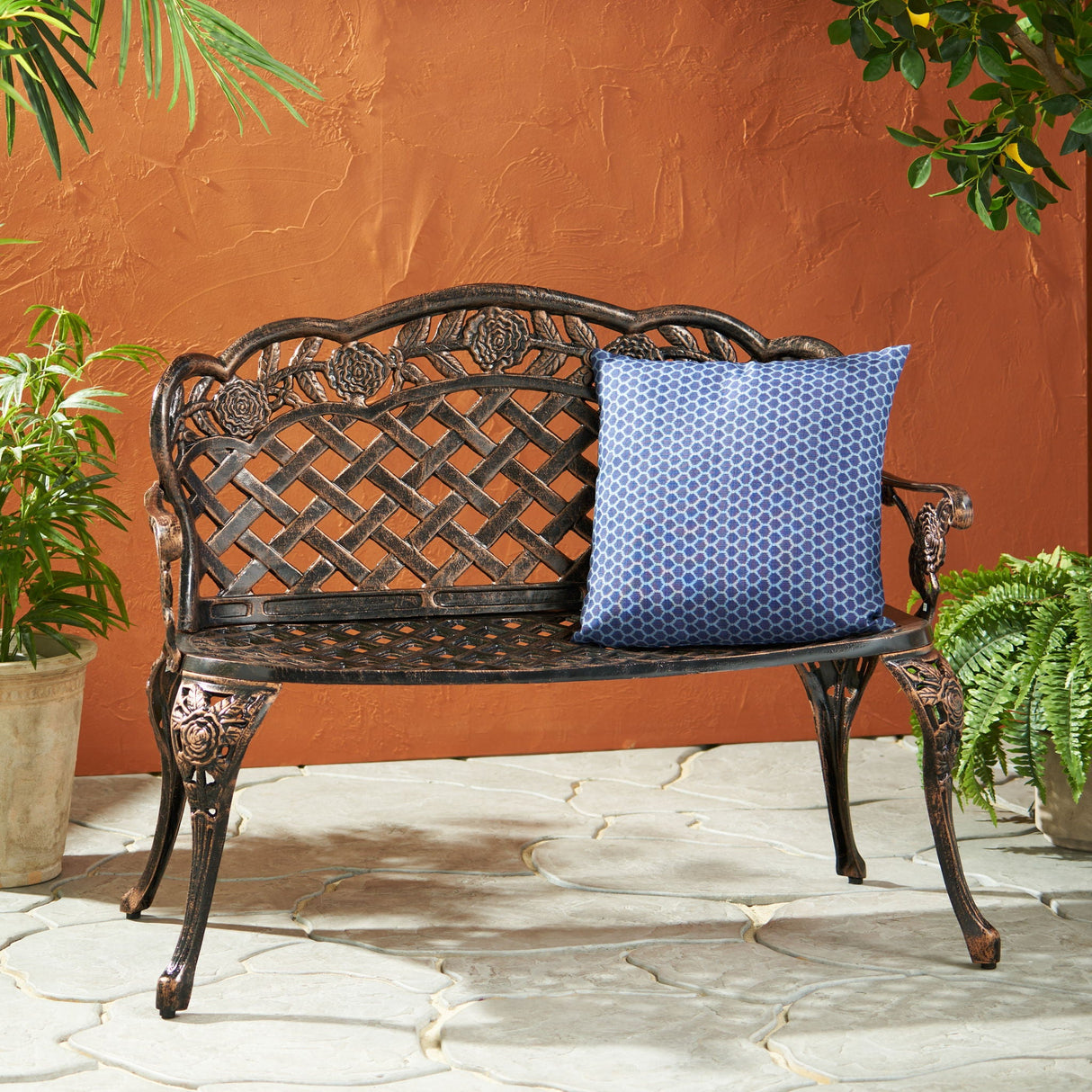 Lucia - Outdoor Garden Bench - Copper by Couch.com