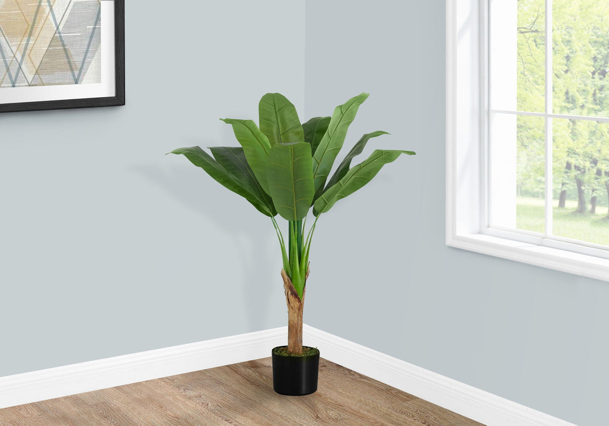 43" Tall, Artificial Plant, Banana Tree, Indoor, Faux, Fake, Floor, Greenery, Potted, Real Touch, Decorative - Green / Black by Couch.com
