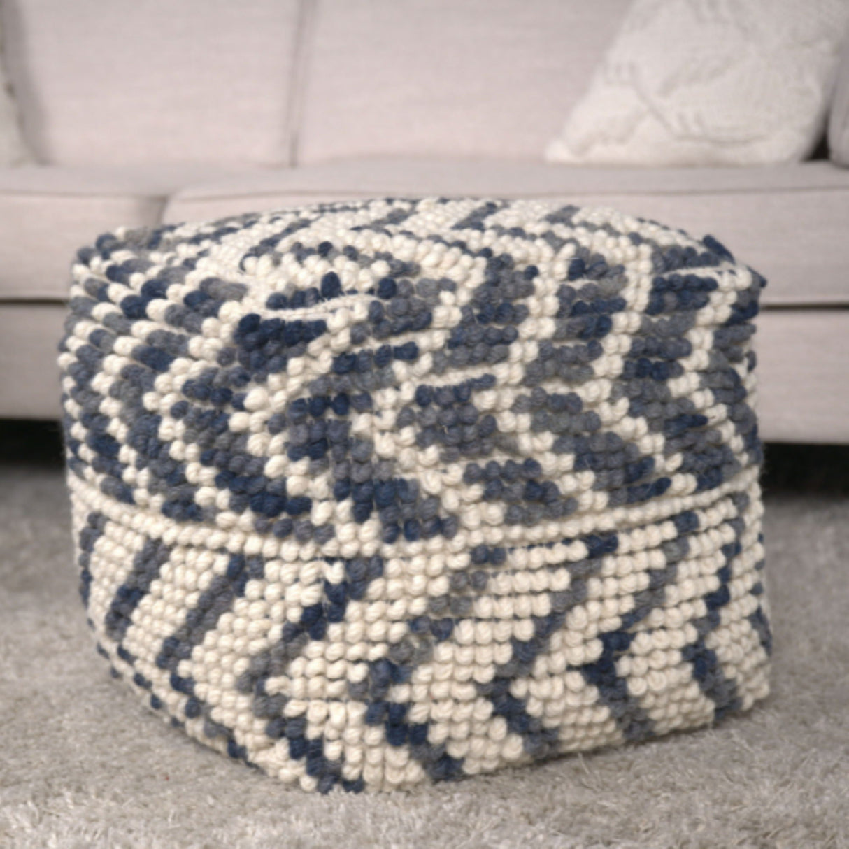 Alina - Wool And Cotton Pouf - Natural by Couch.com