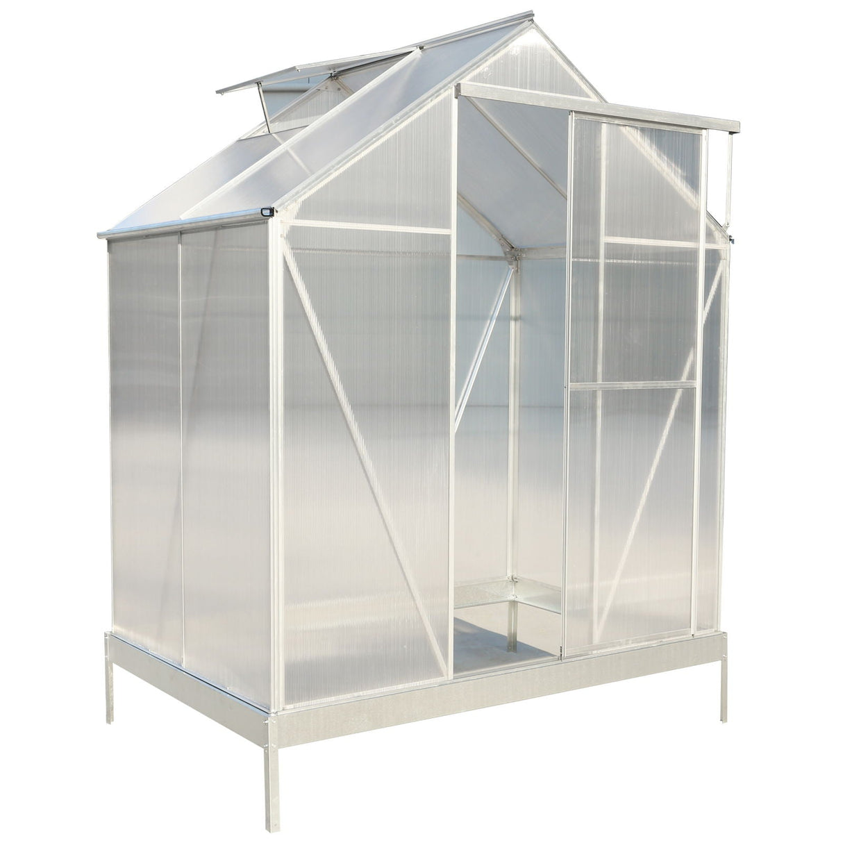 Polycarbonate Greenhouse, Heavy Duty Outdoor Aluminum Walk-In Green House Kit With Rain Gutter, Vent And Door For Backyard Garden by Couch.com