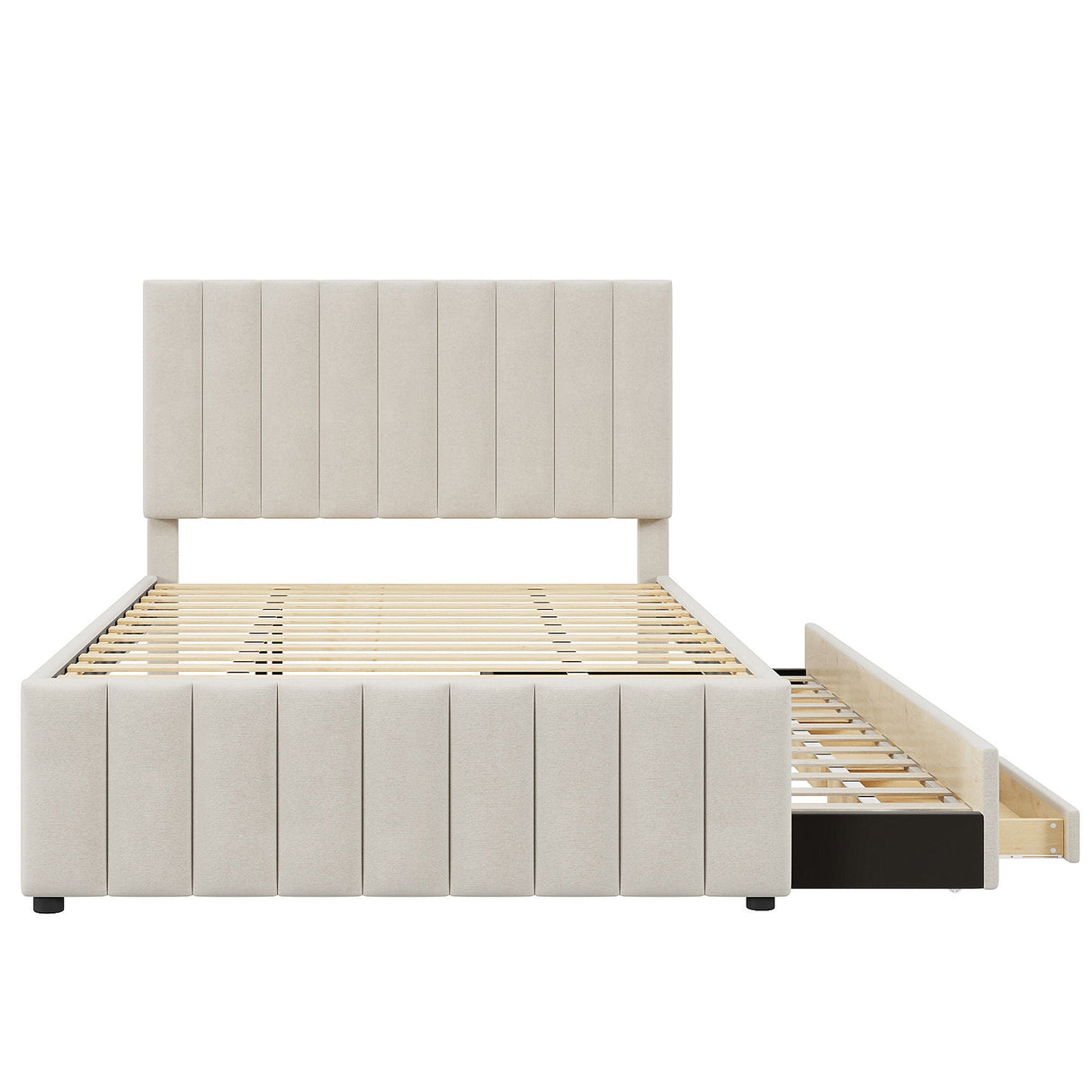 Upholstered Platform Bed With Twin Size Trundle And 3 Drawers by Couch.com