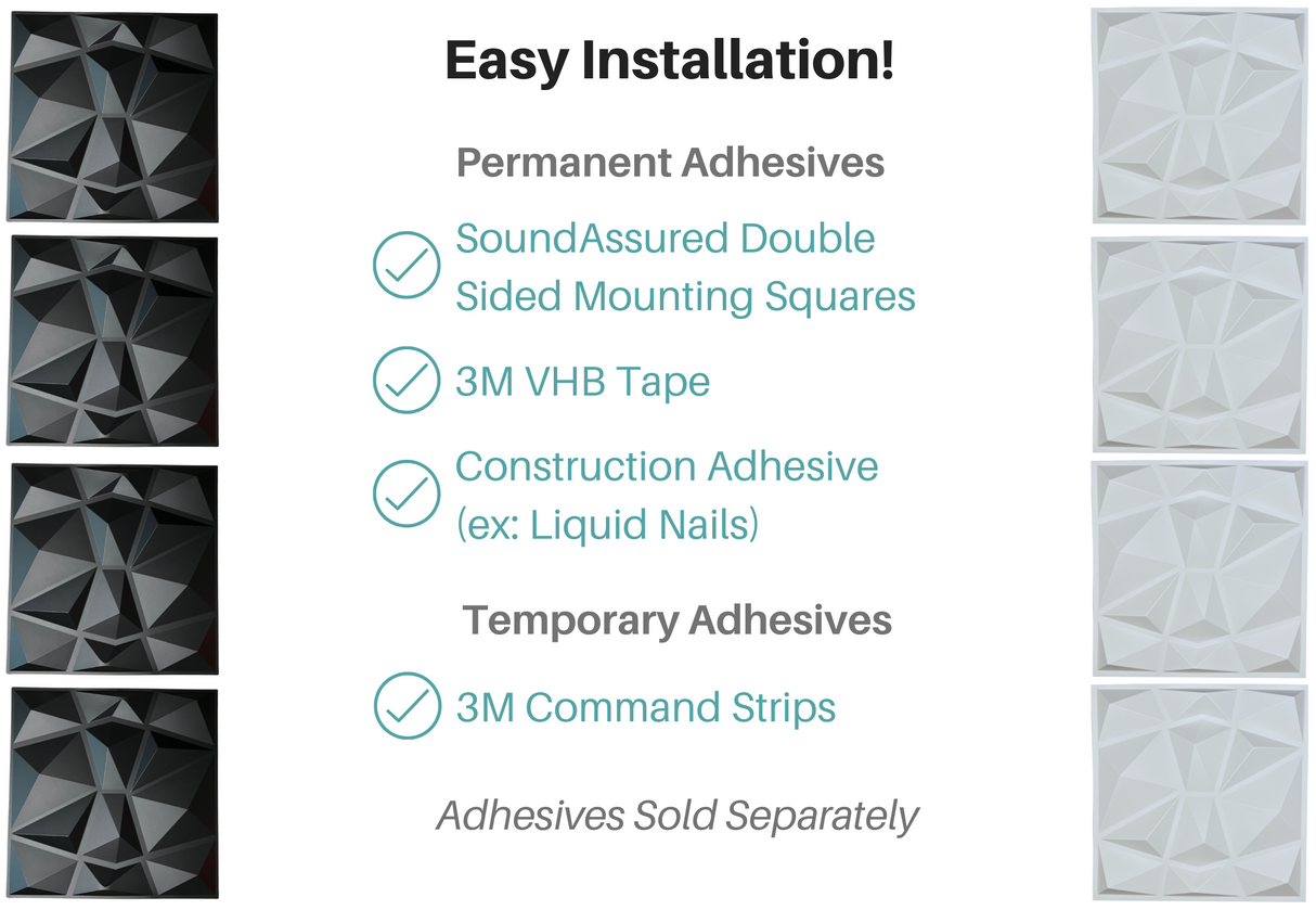 12 Pack - PVC Geometric 3D Wall Panel For Sound Diffusion - Modern 3D Design For Walls And Ceilings