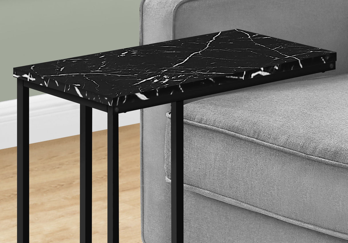 Accent Table, C - Shaped, Marble Look Modern Design - Black by Couch.com