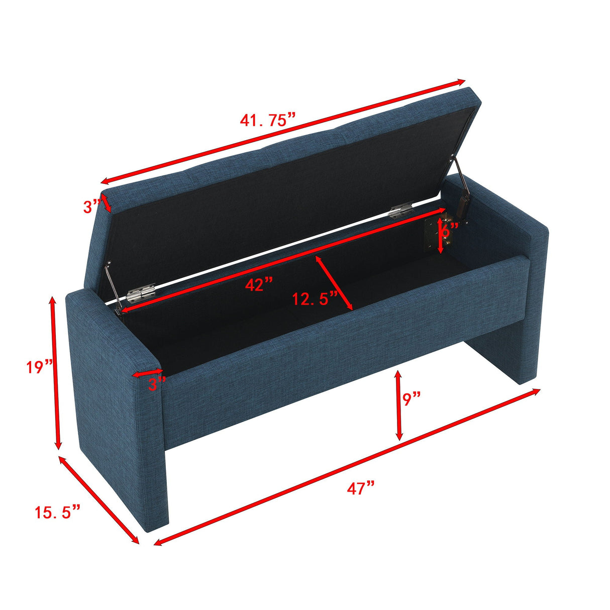Modern Upholstered Large Bed End Bench With Storage