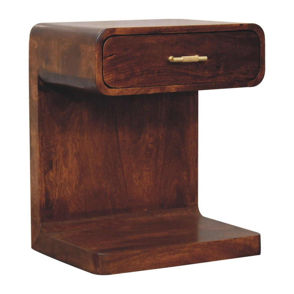 T Bar Rounded Bedside Table - Dark Brown by Couch.com